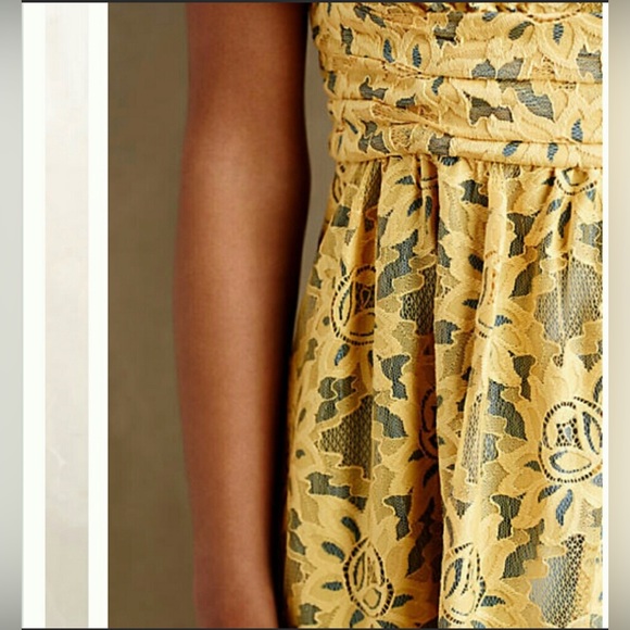 Anthropologie Plenty by Tracy Reese Nikki Garden Trellis Lace Yellow Dress Sz 6 - Picture 3 of 14